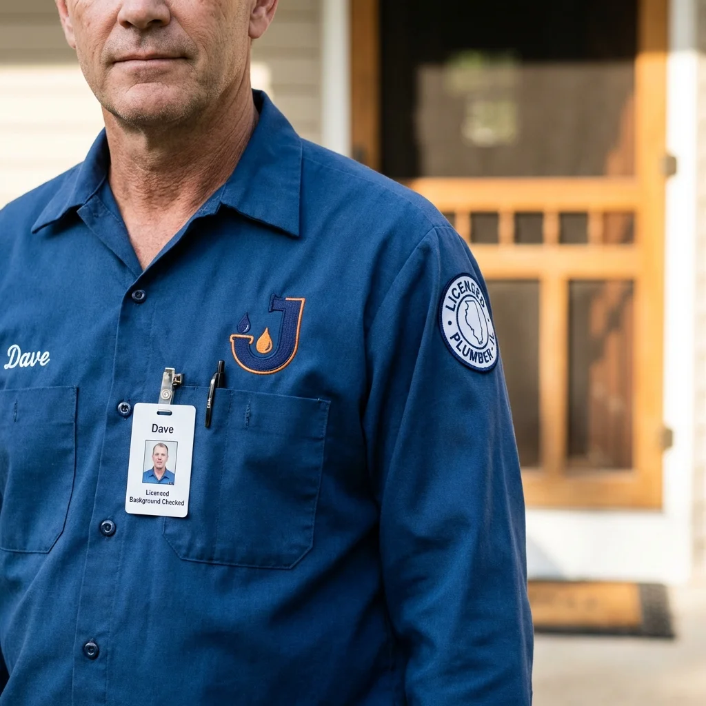 Licensed plumber showing ID badge in Lehighton, PA