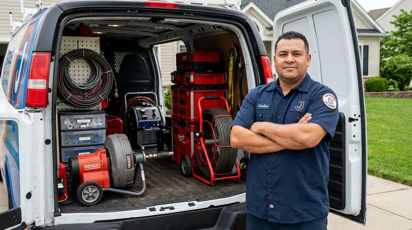 Professional drain cleaning equipment and Johns Plumbing LLC plumber in Lehighton