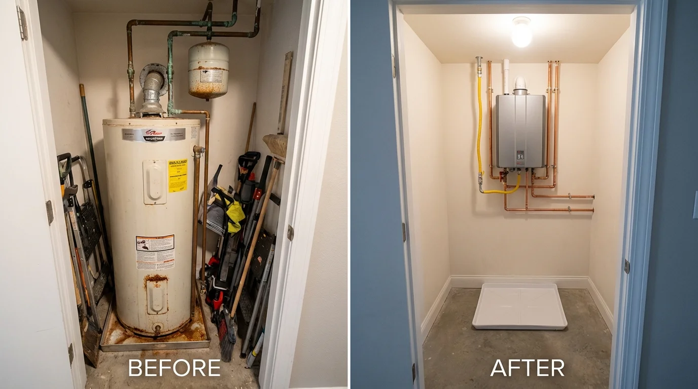 Tank water heater versus wall-mounted tankless unit comparison for Lehighton, PA homeowners